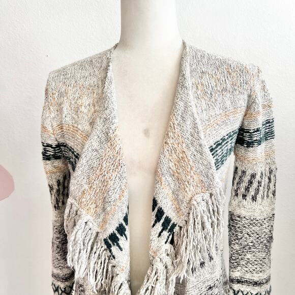 Cabi Fringe Cardigan Open Front Knit Boho Chic Artsy Cottagecore Small - Picture 2 of 8